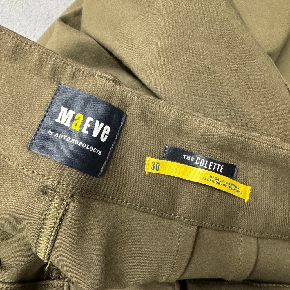 Maeve Colette Pants Womens 30 Olive Green Wide Leg Crop Anthropologie Ponte Knit - Picture 4 of 9
